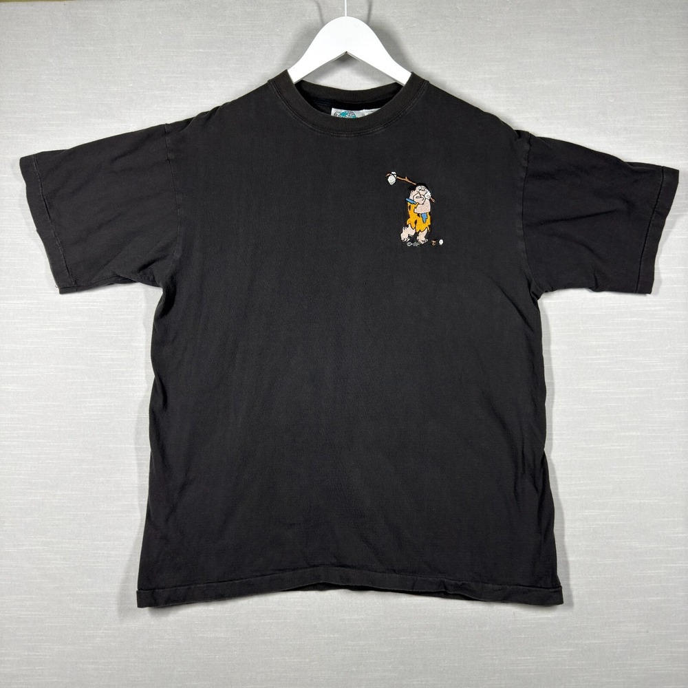 Vintage Blitzz Studios T Shirt Adult Large Black Fred Flintstones Golf 90s Y2K